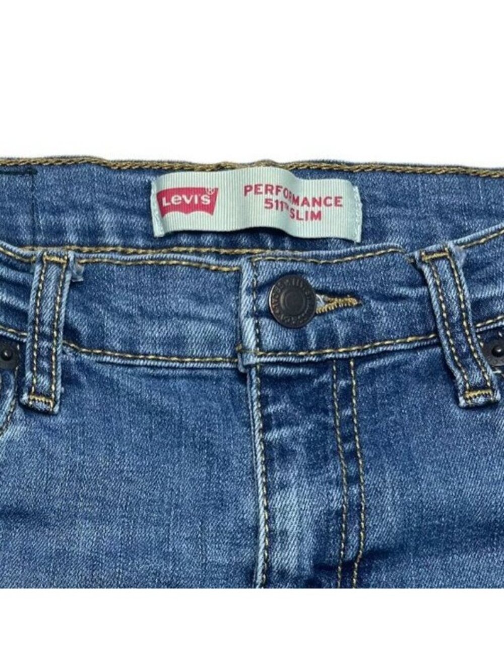 Levis 511 Cutoff Shorts Girls Blue Stretch Denim Fringe Slim Fit Size 14 - Picture 4 of 11